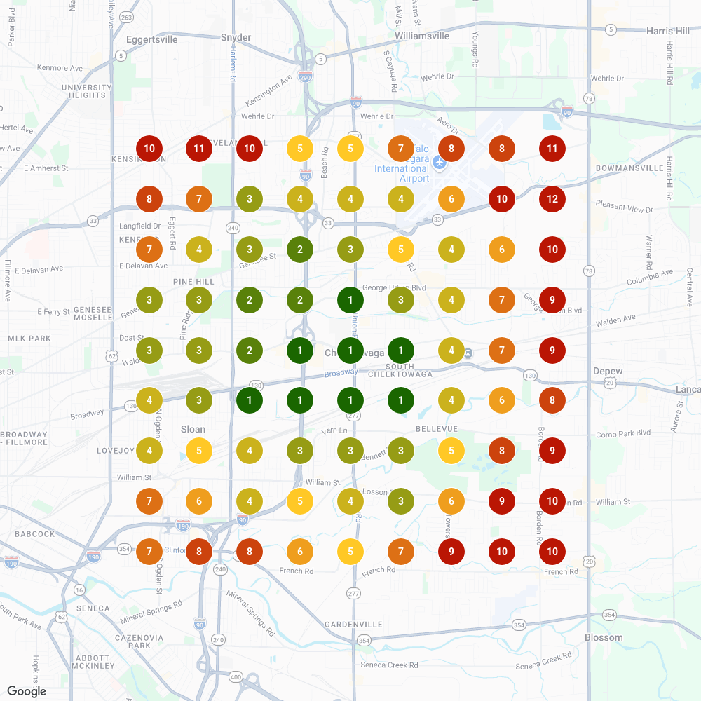 Buffalo, NY grid scan, dispensary near me