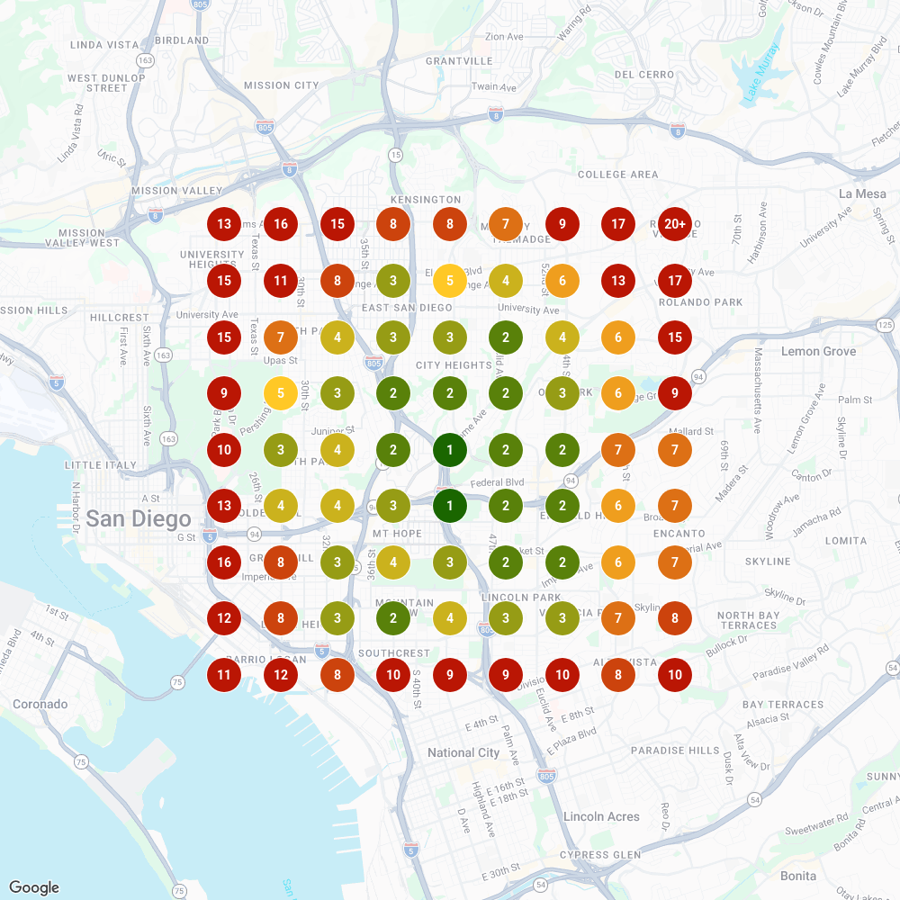 City Heights grid scan, dispensary near me