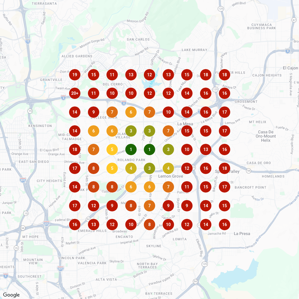 La Mesa, University Ave grid scan, dispensary near me