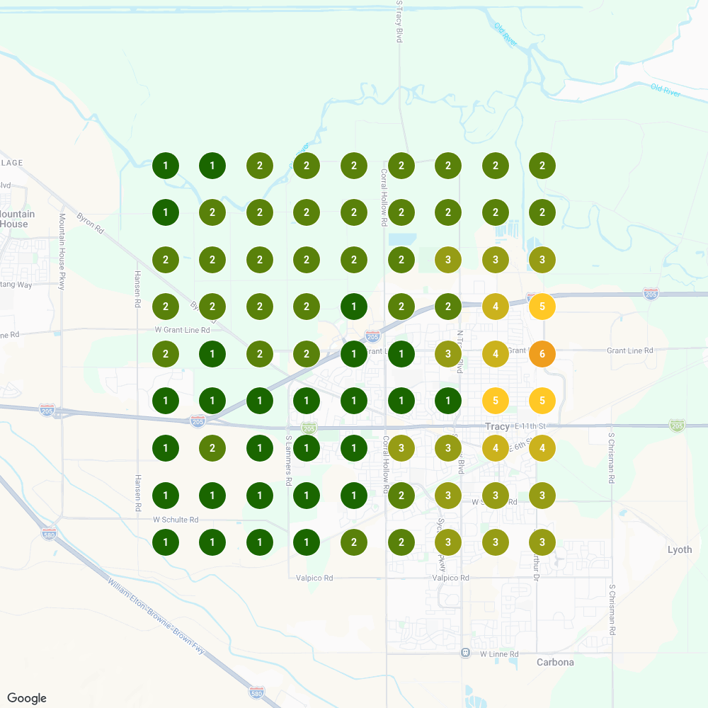 Tracy dispensary near me Local Falcon grid, ARP 2.07, SoLV 90%
