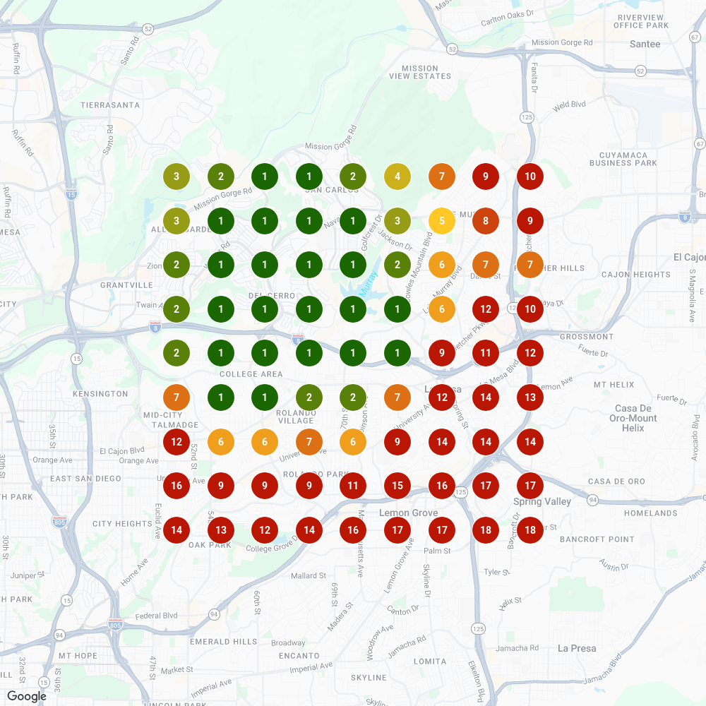 La Mesa, Lake Murray grid scan, dispensary near me